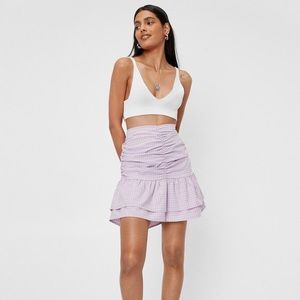 Nasty Gal Ruched Plaid Mini Skirt
